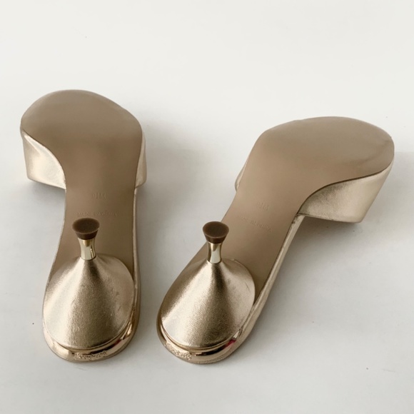 Lilly Pulitzer Gold Kimmy Heels Mule Slide Sandals - Picture 12 of 12